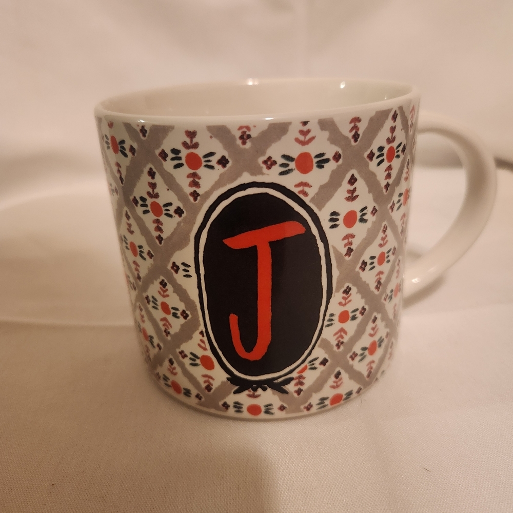 Anthropologie Monogram Friendship Quote Mug Initial Letter J Cup 16oz